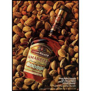 1981 Hiram Walker Amaretto Liquore Vintage Print Ad Cracked Almonds Wall Art